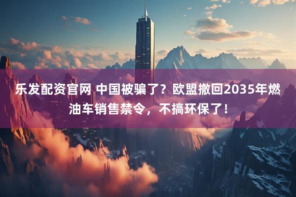 乐发配资官网 中国被骗了？欧盟撤回2035年燃油车销售禁令，不搞环保了！
